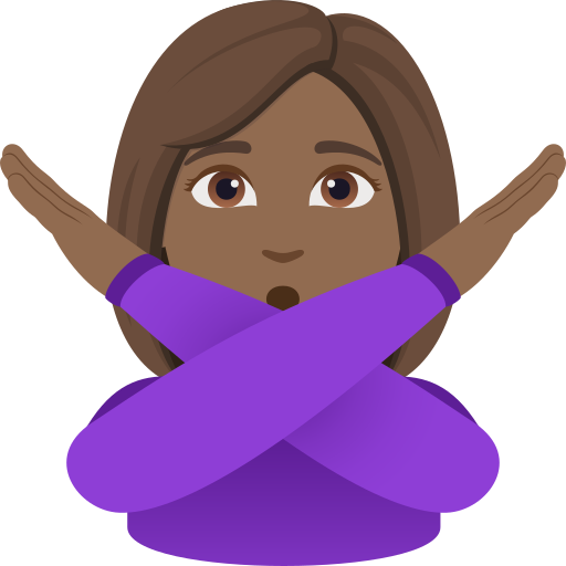 woman gesturing NO: medium-dark skin tone — JoyPixels