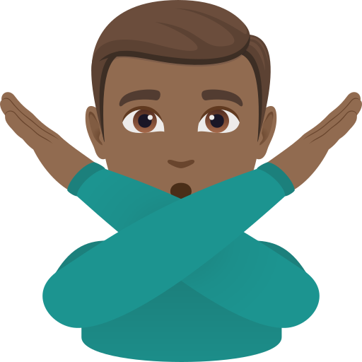 man gesturing NO: medium-dark skin tone — JoyPixels
