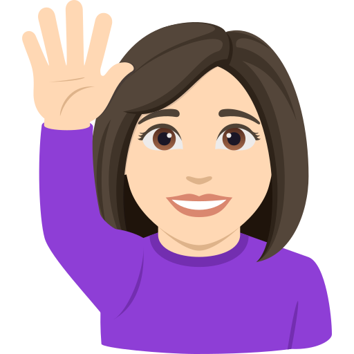 woman raising hand: light skin tone — JoyPixels