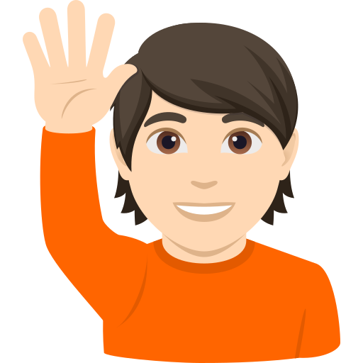 person raising hand: light skin tone — JoyPixels