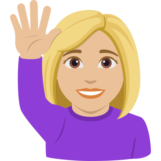 woman raising hand: medium-light skin tone — JoyPixels