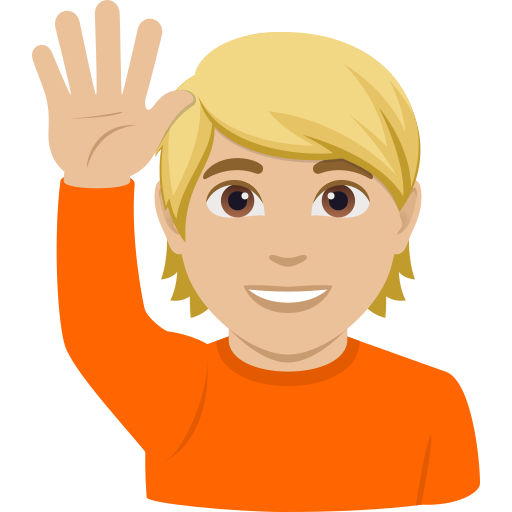 person raising hand: medium-light skin tone — JoyPixels