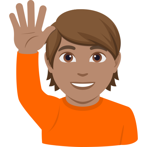 person raising hand: medium skin tone — JoyPixels