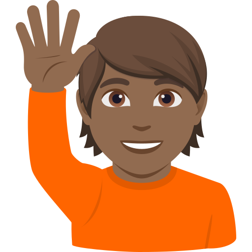 person raising hand: medium-dark skin tone — JoyPixels