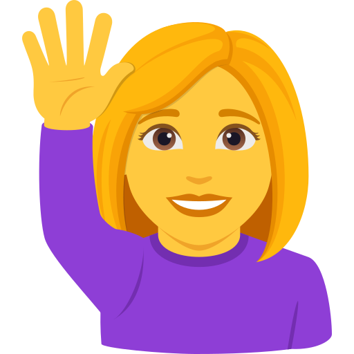 woman raising hand — JoyPixels