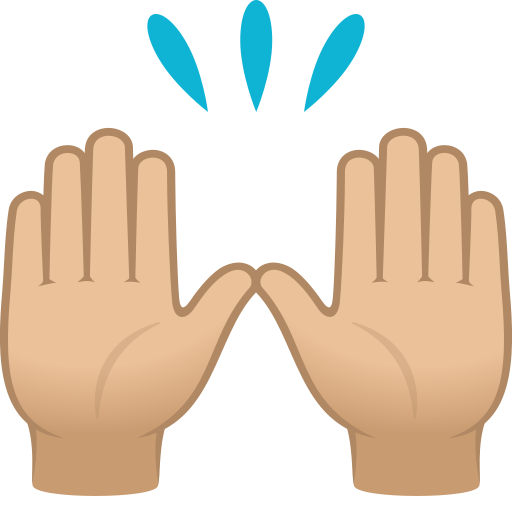 raising hands: medium-light skin tone — JoyPixels