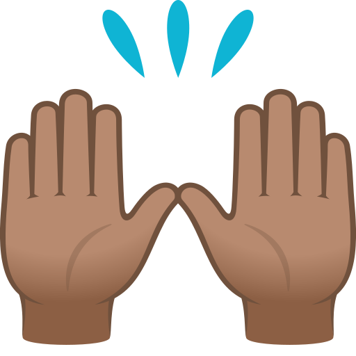 raising hands: medium skin tone — JoyPixels