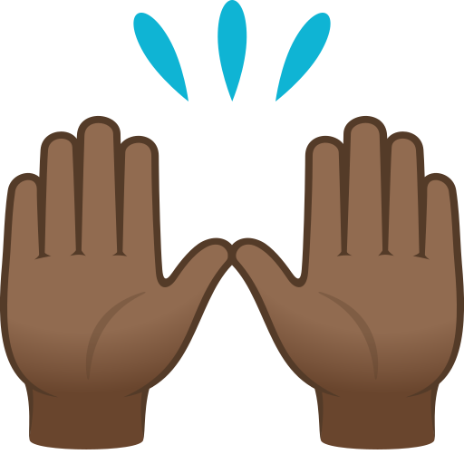 raising hands: medium-dark skin tone — JoyPixels