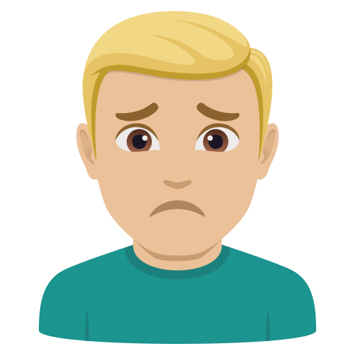 man frowning: medium-light skin tone — JoyPixels