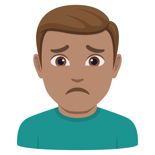 man frowning: medium skin tone — JoyPixels