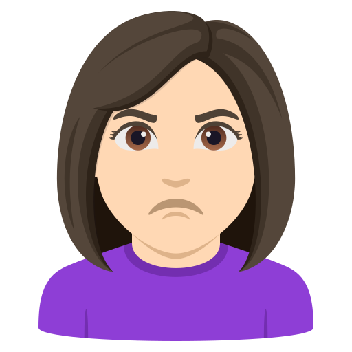 woman pouting: light skin tone — JoyPixels