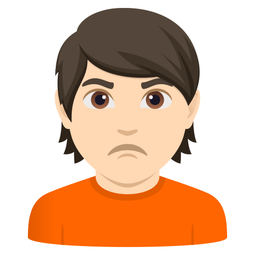 person pouting: light skin tone — JoyPixels