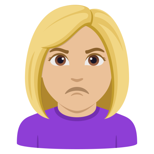 woman pouting: medium-light skin tone — JoyPixels