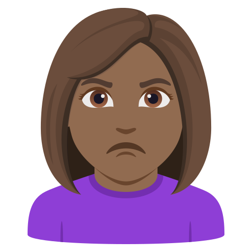 woman pouting: medium-dark skin tone — JoyPixels