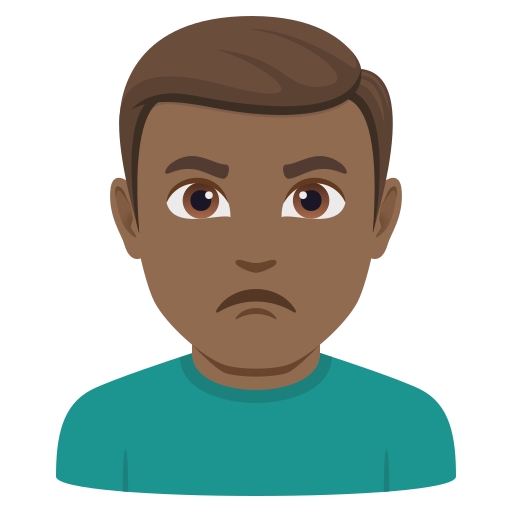 man pouting: medium-dark skin tone — JoyPixels