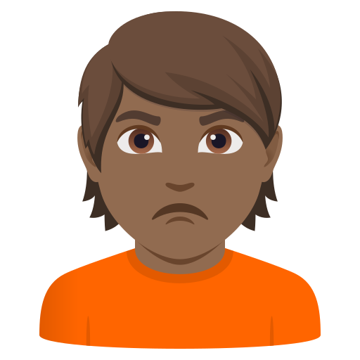 person pouting: medium-dark skin tone — JoyPixels