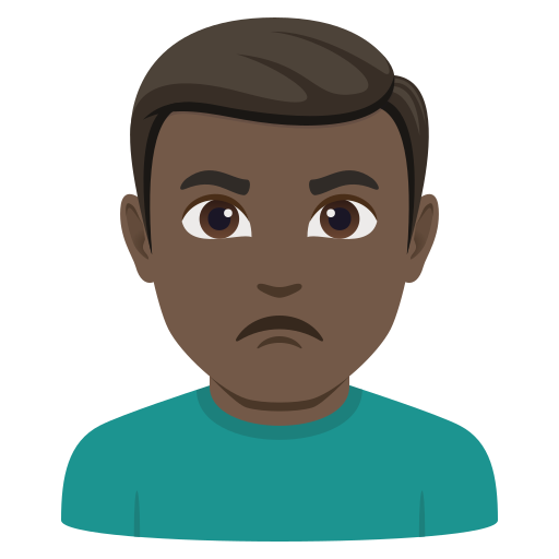 man pouting: dark skin tone — JoyPixels