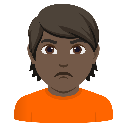 person pouting: dark skin tone — JoyPixels