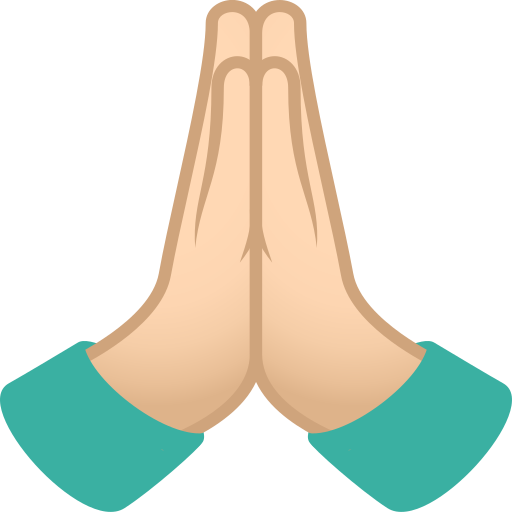 folded hands: light skin tone — JoyPixels