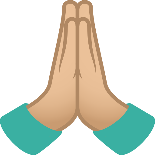 folded hands: medium-light skin tone — JoyPixels