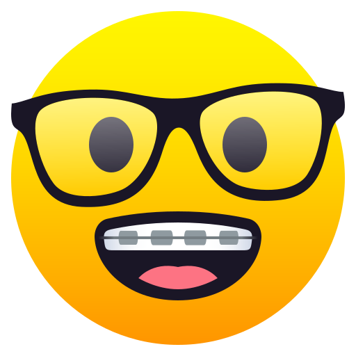 Nerd Face as drawn by JoyPixels in 10.0