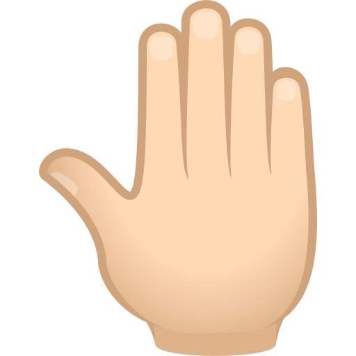 raised back of hand: light skin tone — JoyPixels
