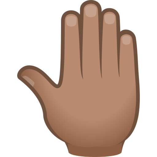 raised back of hand: medium skin tone — JoyPixels