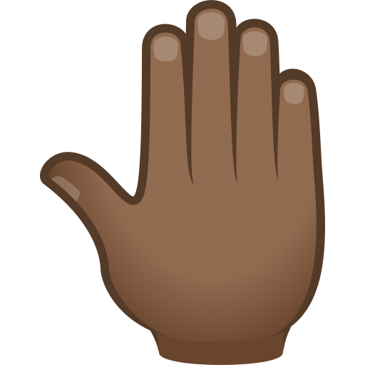 raised back of hand: medium-dark skin tone — JoyPixels