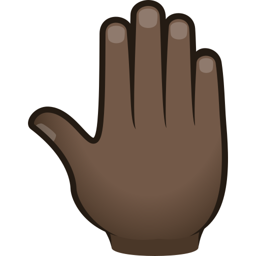 raised back of hand: dark skin tone — JoyPixels