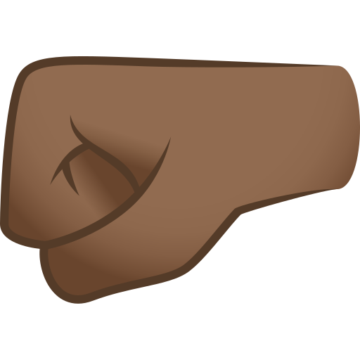 left-facing fist: medium-dark skin tone — JoyPixels