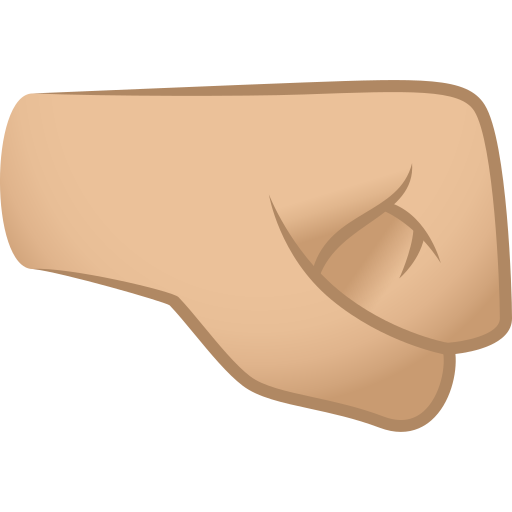 right-facing fist: medium-light skin tone — JoyPixels
