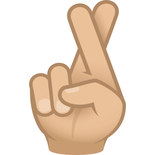 crossed fingers: medium-light skin tone — JoyPixels