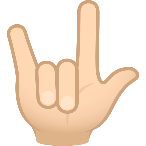 love-you gesture: light skin tone — JoyPixels