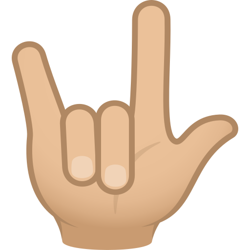 love-you gesture: medium-light skin tone — JoyPixels