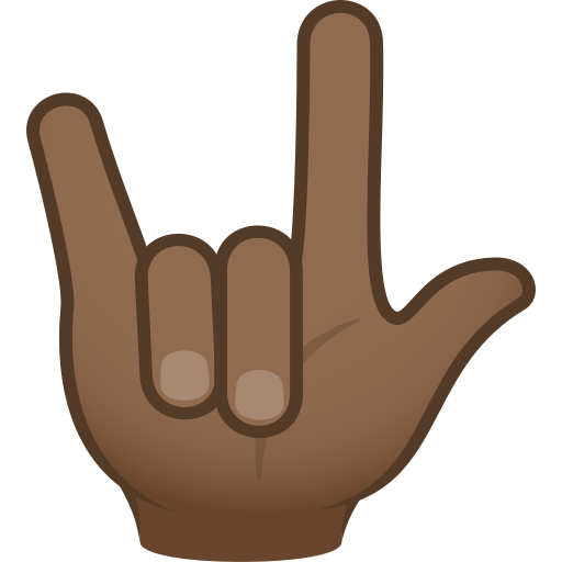 love-you gesture: medium-dark skin tone — JoyPixels
