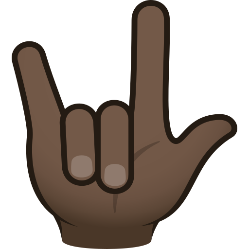 love-you gesture: dark skin tone — JoyPixels