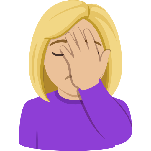 woman facepalming: medium-light skin tone — JoyPixels