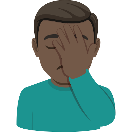 man facepalming: dark skin tone — JoyPixels