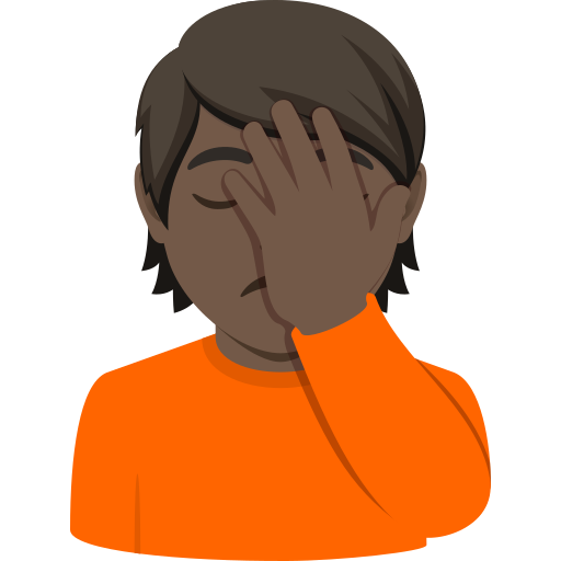 person facepalming: dark skin tone — JoyPixels