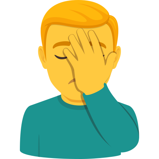 Man Facepalming as drawn by JoyPixels in 10.0