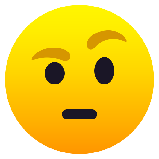 Face with Raised Eyebrow as drawn by JoyPixels in 10.0