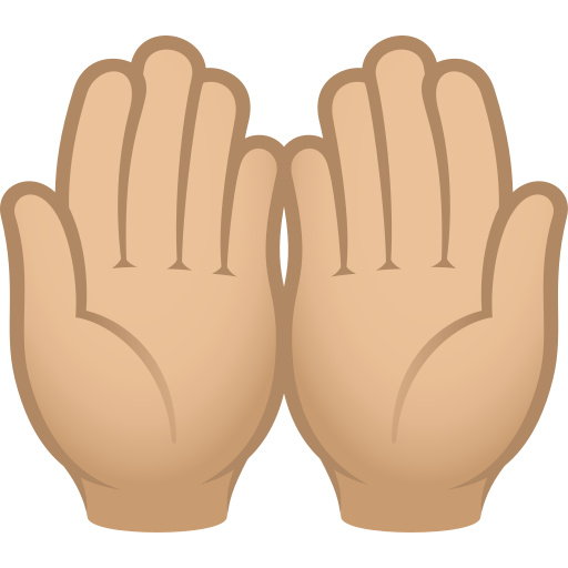 palms up together: medium-light skin tone — JoyPixels