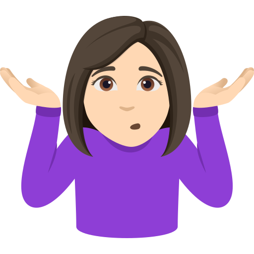 woman shrugging: light skin tone — JoyPixels
