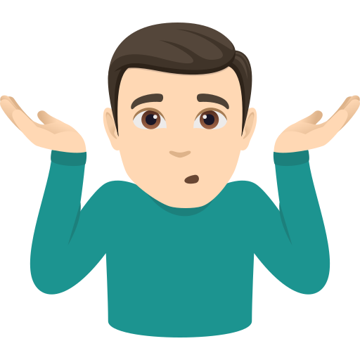 man shrugging: light skin tone — JoyPixels