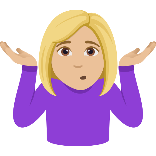 woman shrugging: medium-light skin tone — JoyPixels