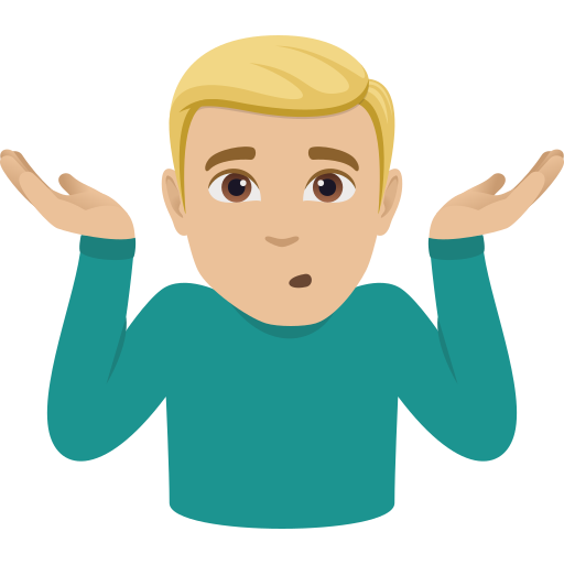 man shrugging: medium-light skin tone — JoyPixels