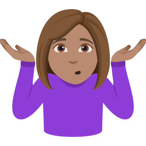 woman shrugging: medium skin tone — JoyPixels