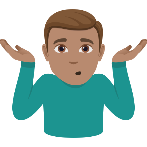 man shrugging: medium skin tone — JoyPixels
