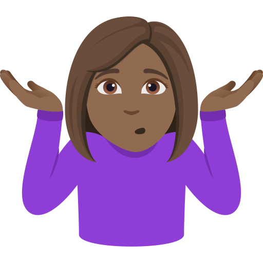 woman shrugging: medium-dark skin tone — JoyPixels