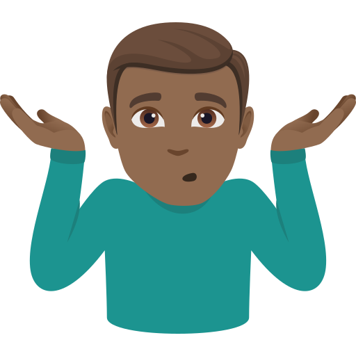 man shrugging: medium-dark skin tone — JoyPixels
